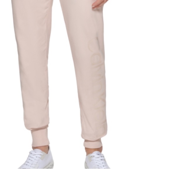 Calvin Klein Logo Jogger Pants, Blush, Size: Large - Picture 2 of 2